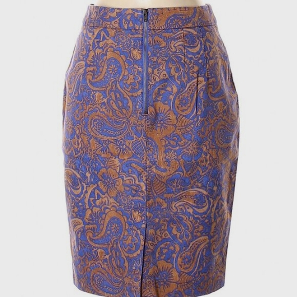 Anne Taylor Loft Paisley/Floral Stretch Cotton Pencil Skirt- Sz. 0 - Picture 2 of 5